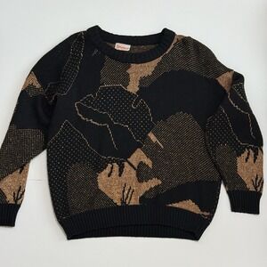 Vintage 80's 3D Knit Spunky‎ Metallic Knit M/L USA Shiny Sweater Abstract